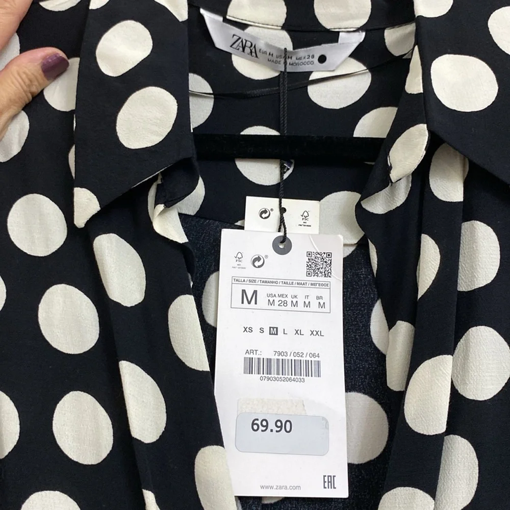 NWT Zara Dot Shirt Wrap Mini Dress - Picture 10 of 11